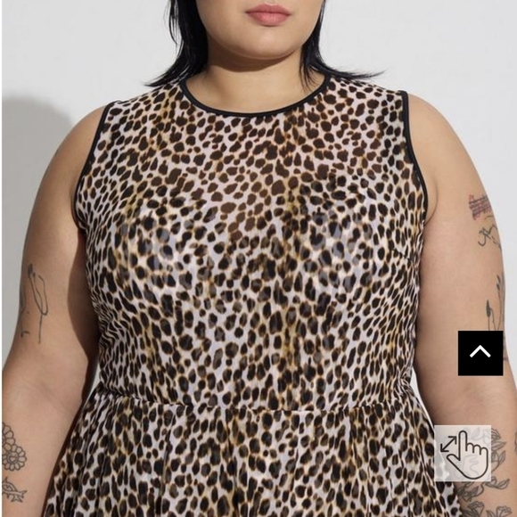 Torrid under wire long mesh overlay swim dress with brief -cheetah print 1x - Picture 7 of 9